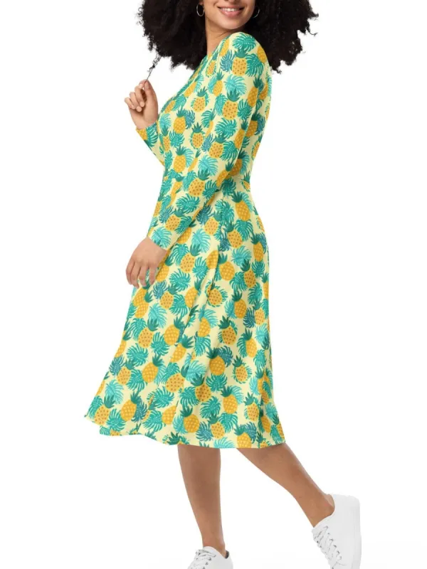 Pineapples Print Casual Dress