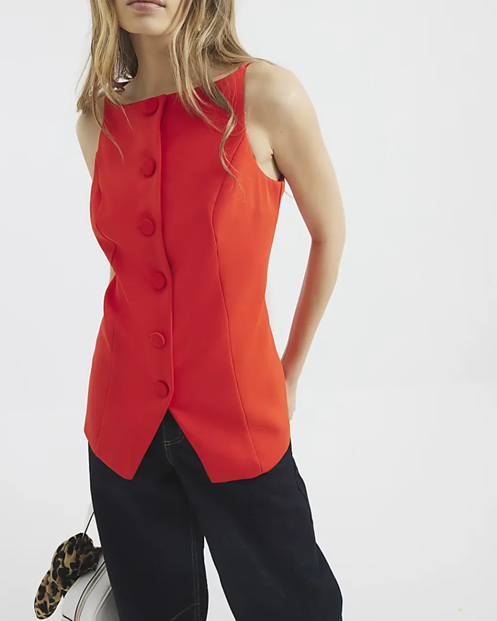 Business Casual Women's Sleeveless Split Hem Tops