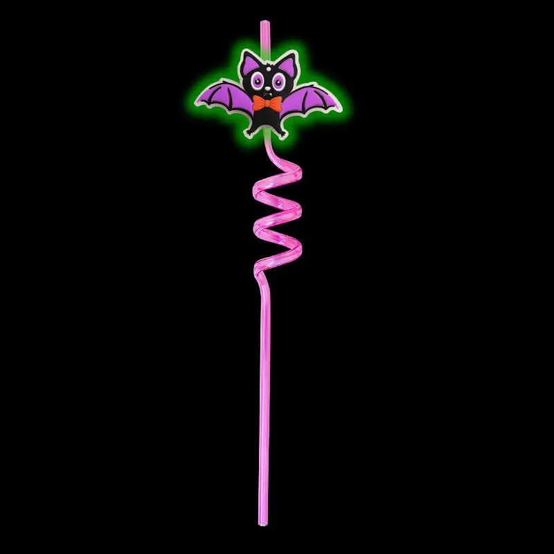 12Pcs Halloween Theme Night Light Decorative Straws