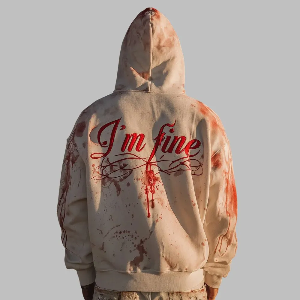 2025 Halloween I’m Fine Blood Art Print Hoodie