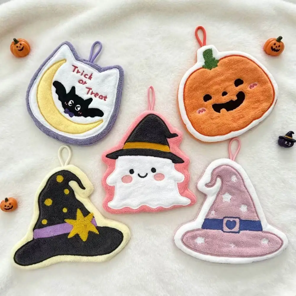 1Pcs Halloween Hanging Coral Fleece Hand Towel