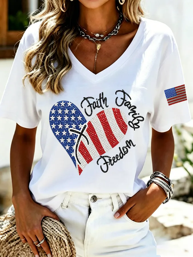 Women's Casual 250th Anniversary Independence Day Printed T-shirt