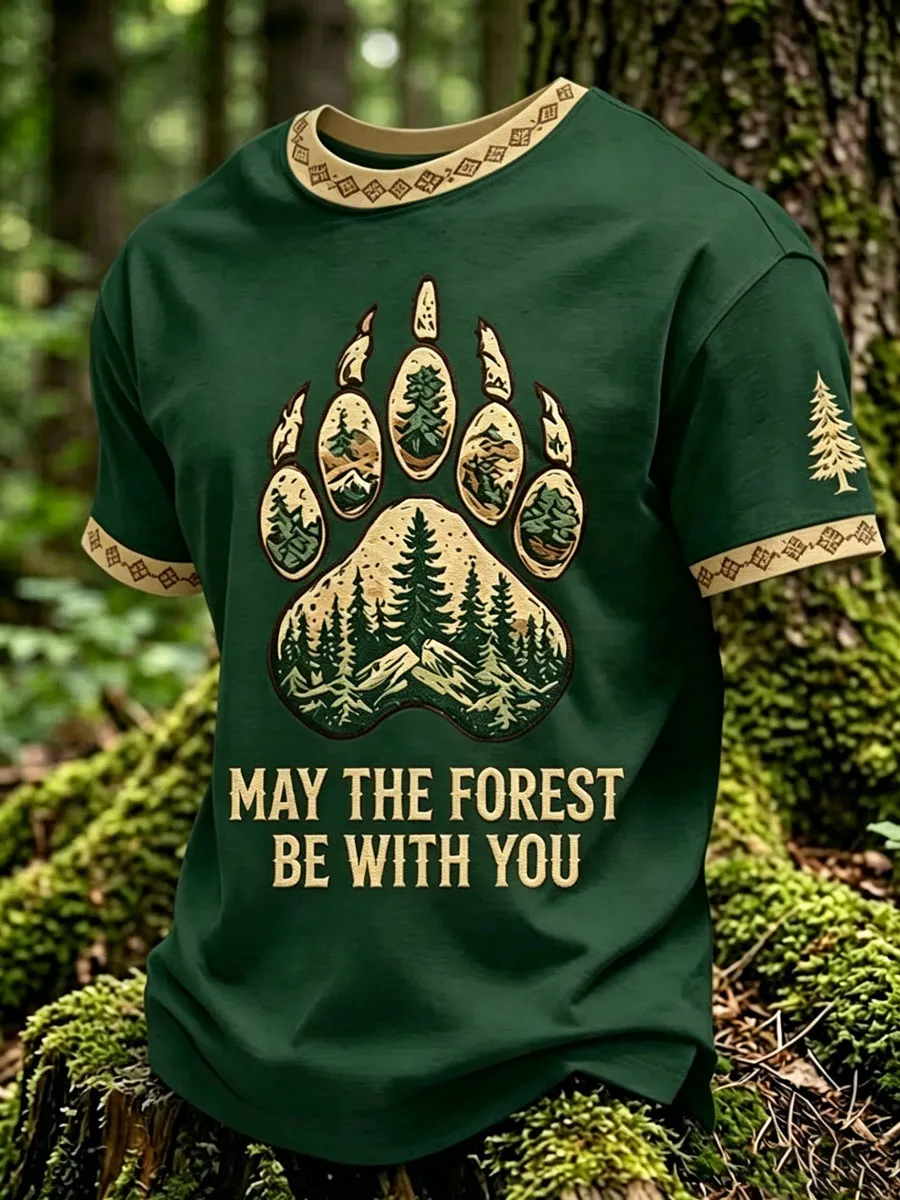 Men's May The Forest Be With You Printed Casual T-Shirt
