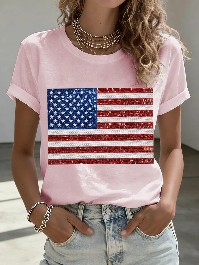 Women'S  Anniversary Flag Printed Casual T-Shirt