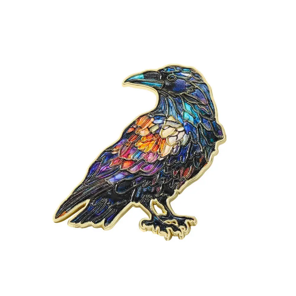 Dark Mysterious Raven Brooch