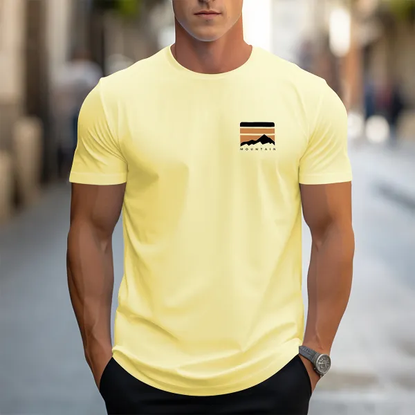 Minimalist Mountain Scene Accent T-Shirt