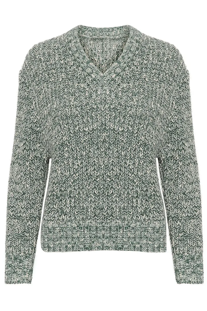 Textured V-Neck Knit Pullover
