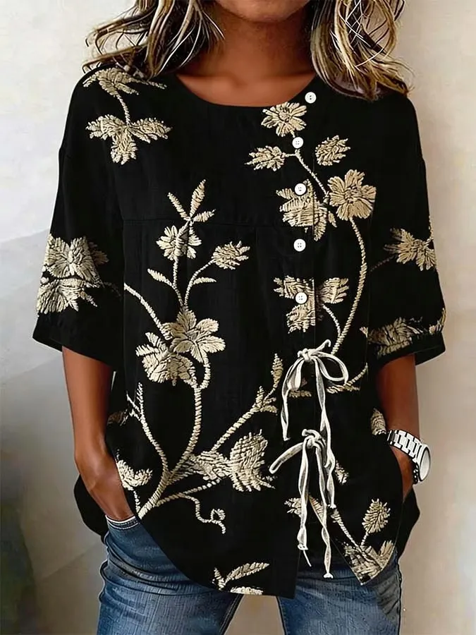 Women's Retro Casual Printed Shirt