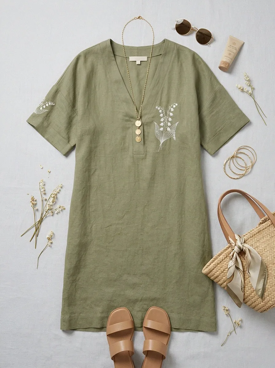 Women's Summer Vacation Lily of the Valley Printed Dress