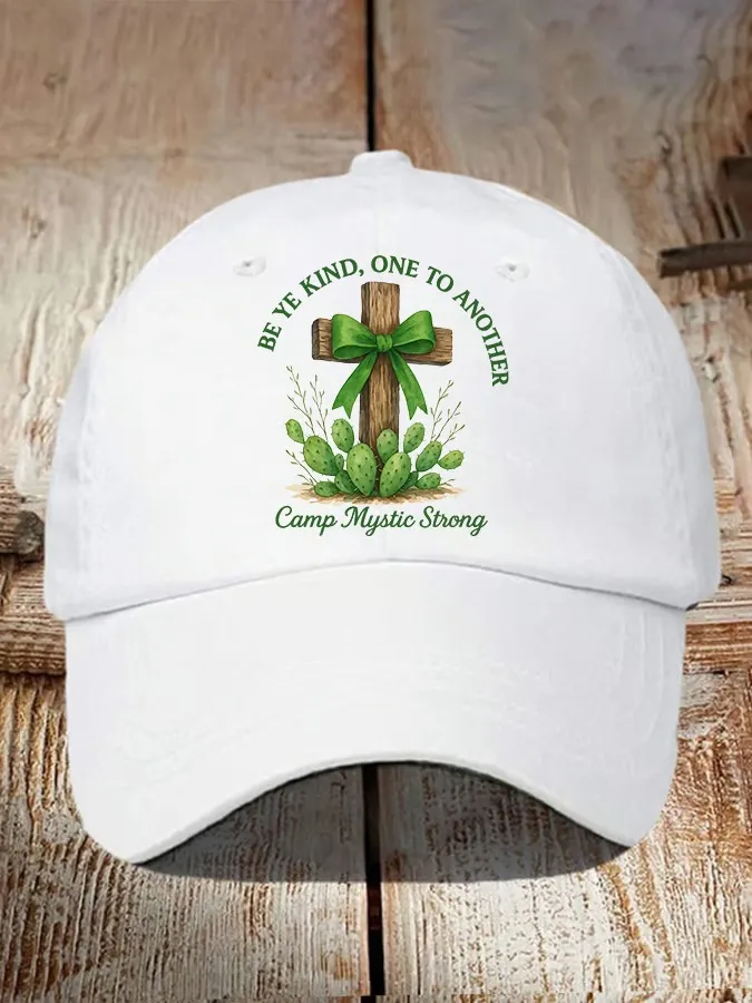 Retro Texas Strong Green Bow Cross Letter Print Baseball Cap