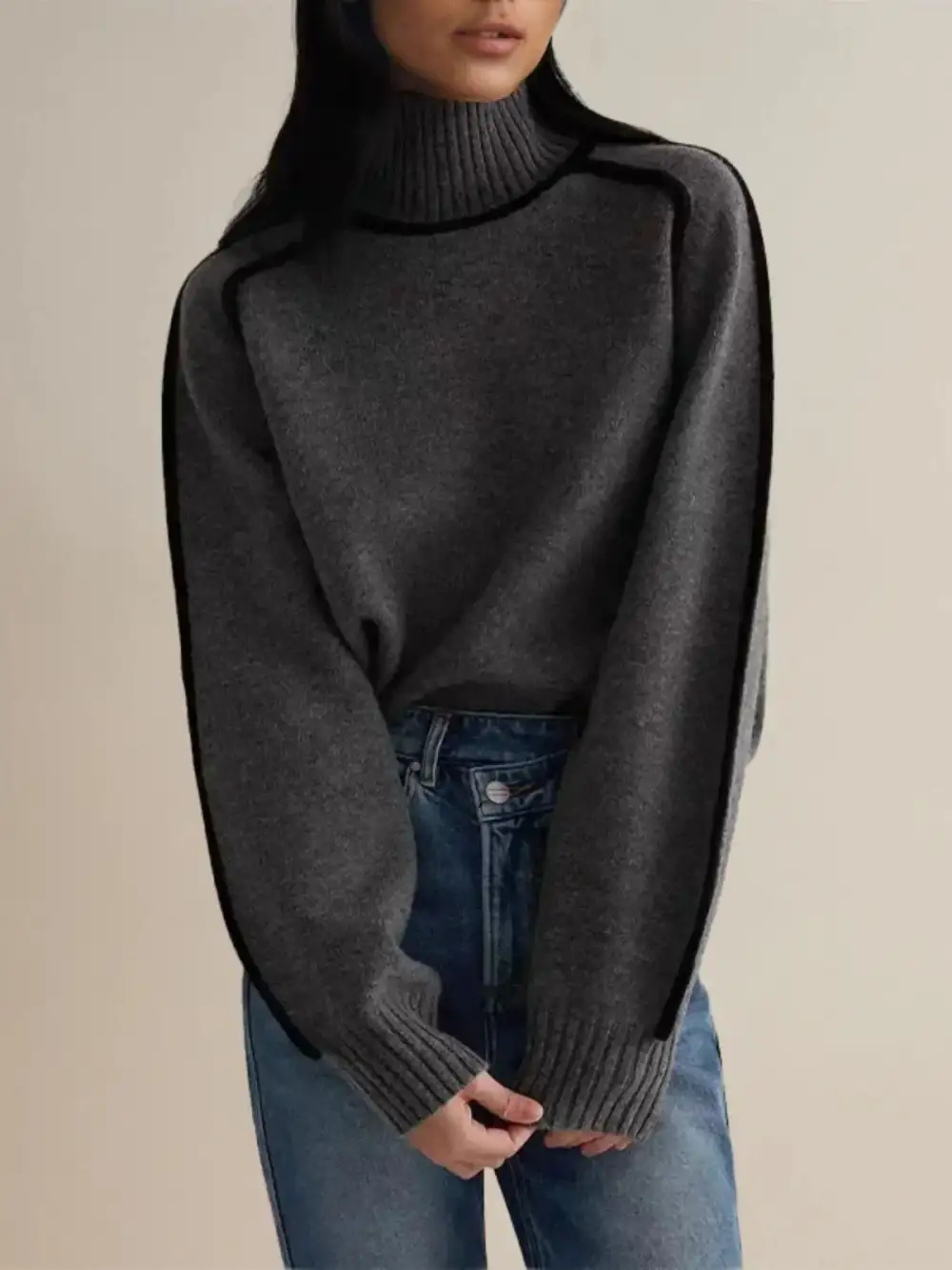 Oversized Turtleneck Knit Sweater