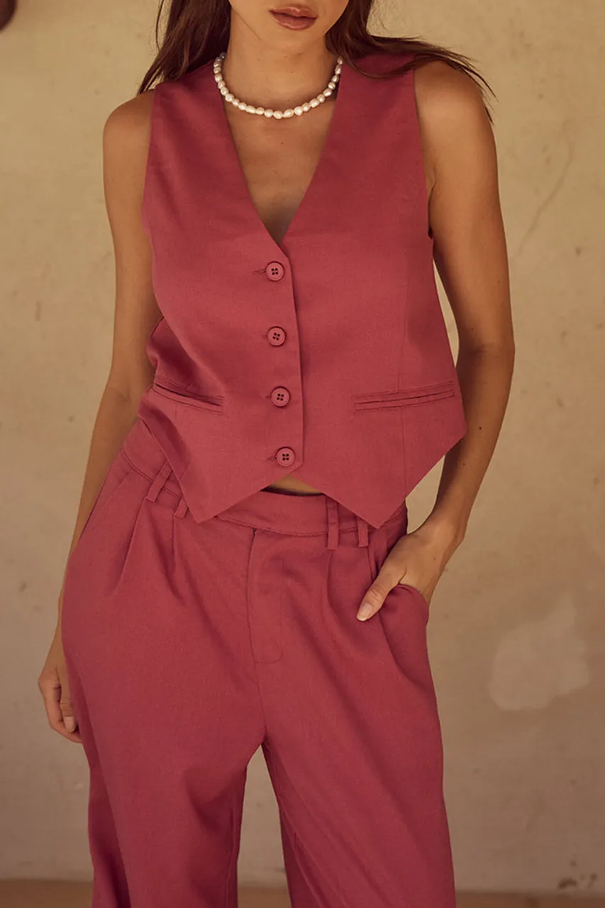 Solid Color Straight Leg Tailored Pants