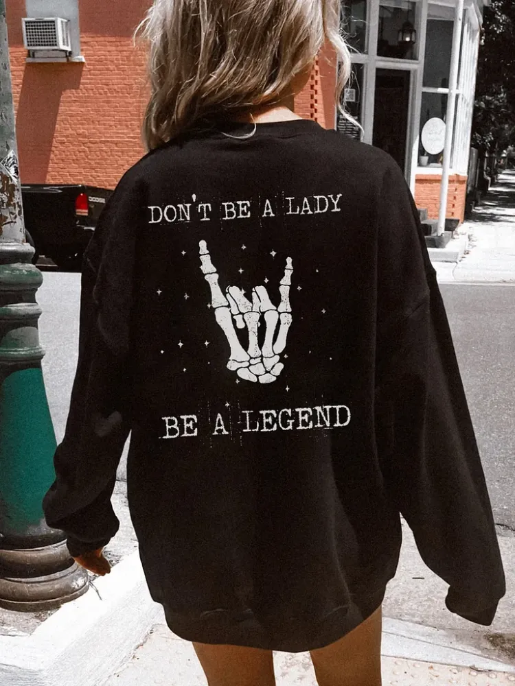 Back Print Round Neck Sweatshirt