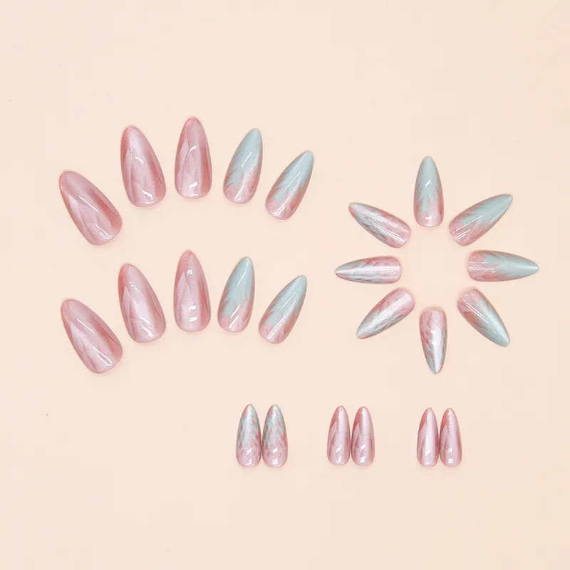 Nailhour 24Pcs Stiletto Gradient Date Long Press On Nails