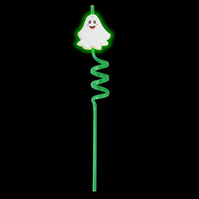 12Pcs Halloween Theme Night Light Decorative Straws