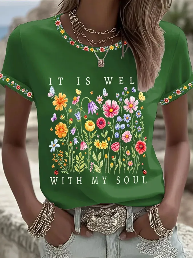 Women's Faith Print Casual T-shirt