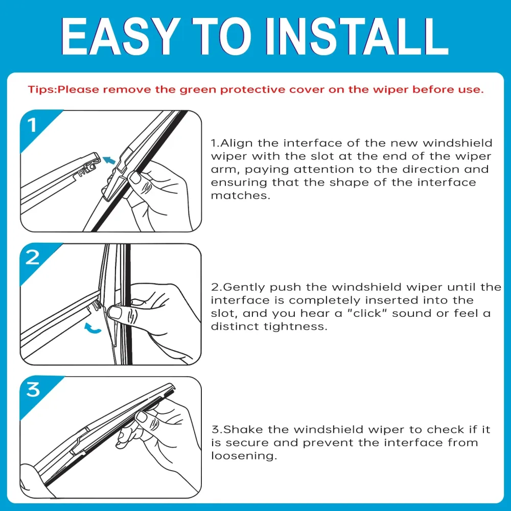 New General Rubber Curved Front And Rear Wiper Blades