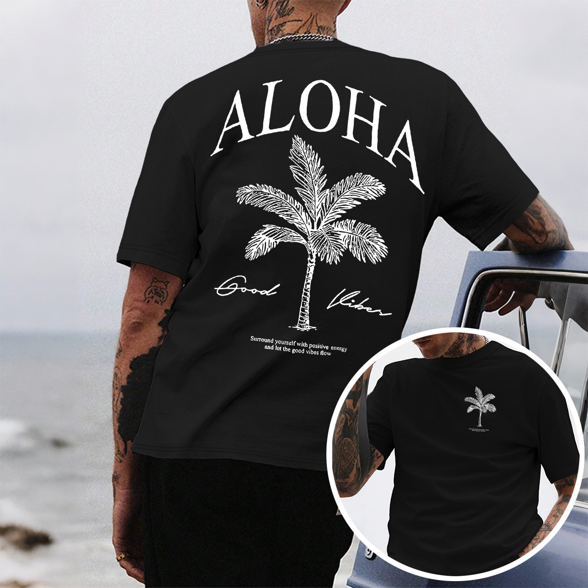 Coconut Tree Print Multi-Color Short Sleeves