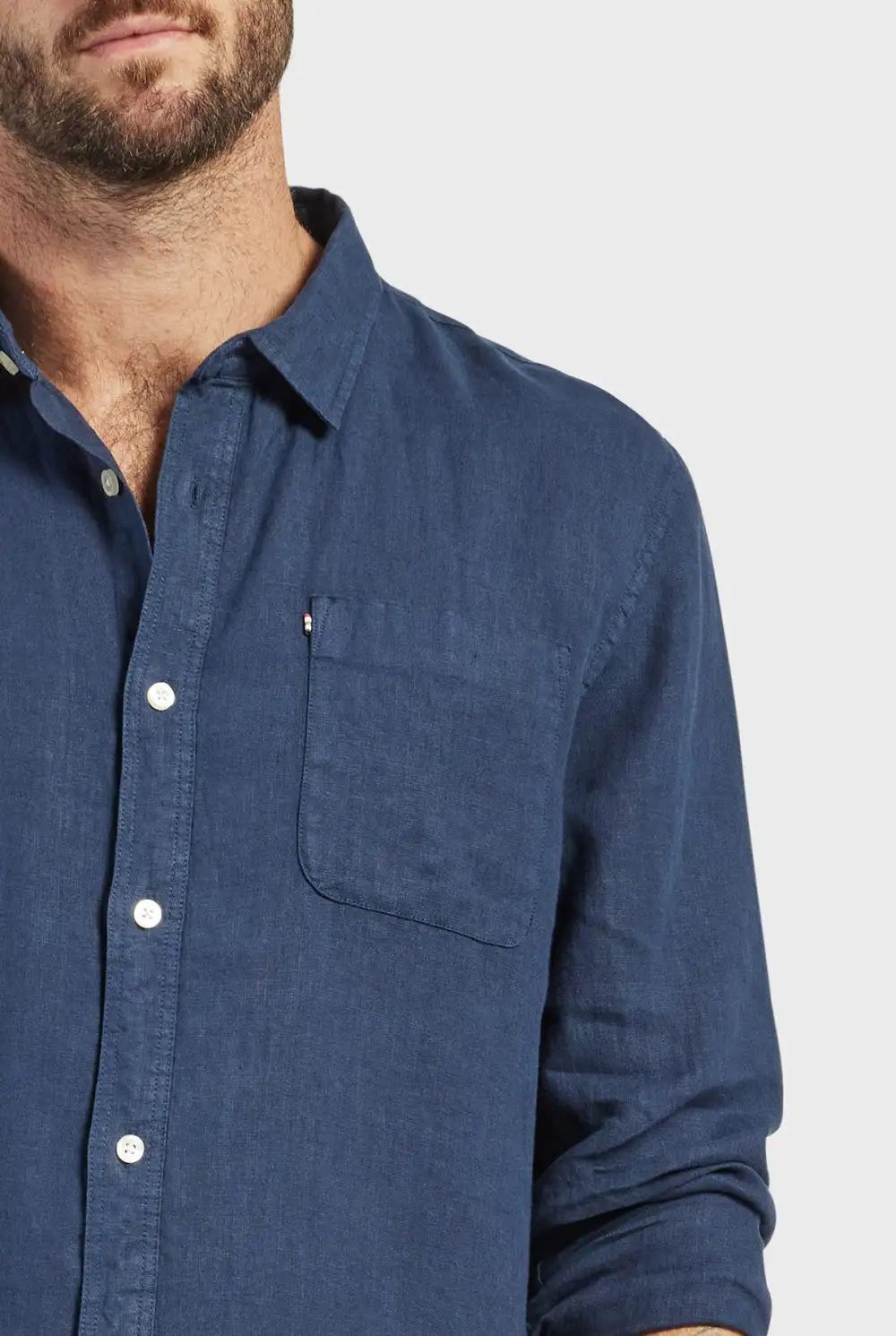 Classic Linen Shirt-Navy