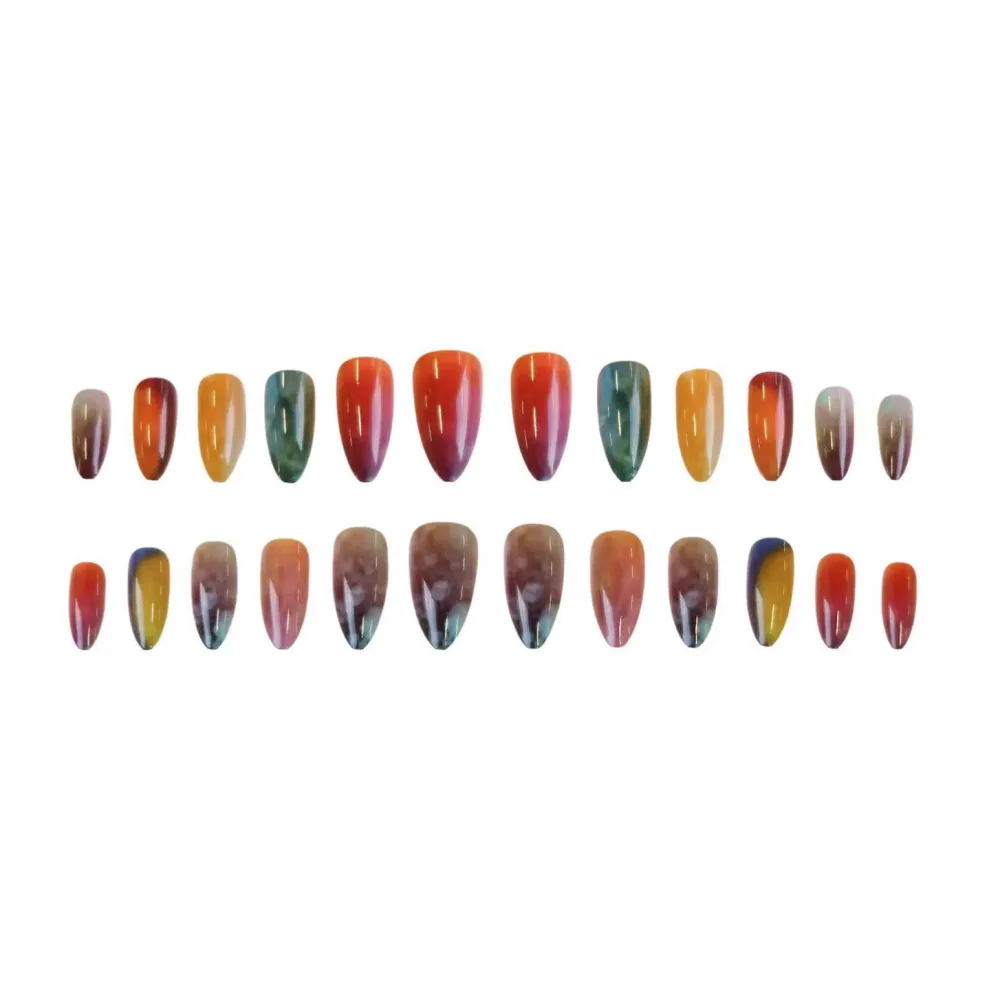 Nailhour 24pcs Gradient Colorful Dopamine Almond Press On Nails