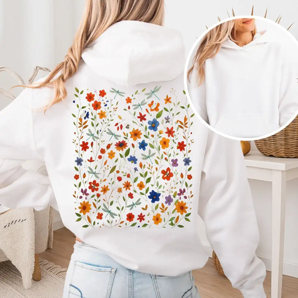 Dragonfly Meadow Hoodie – Whimsical Floral Tee