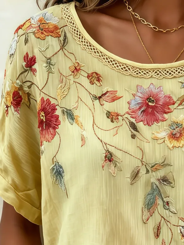 Women's Crew Neck Short-Sleeve Casual T-Shirt