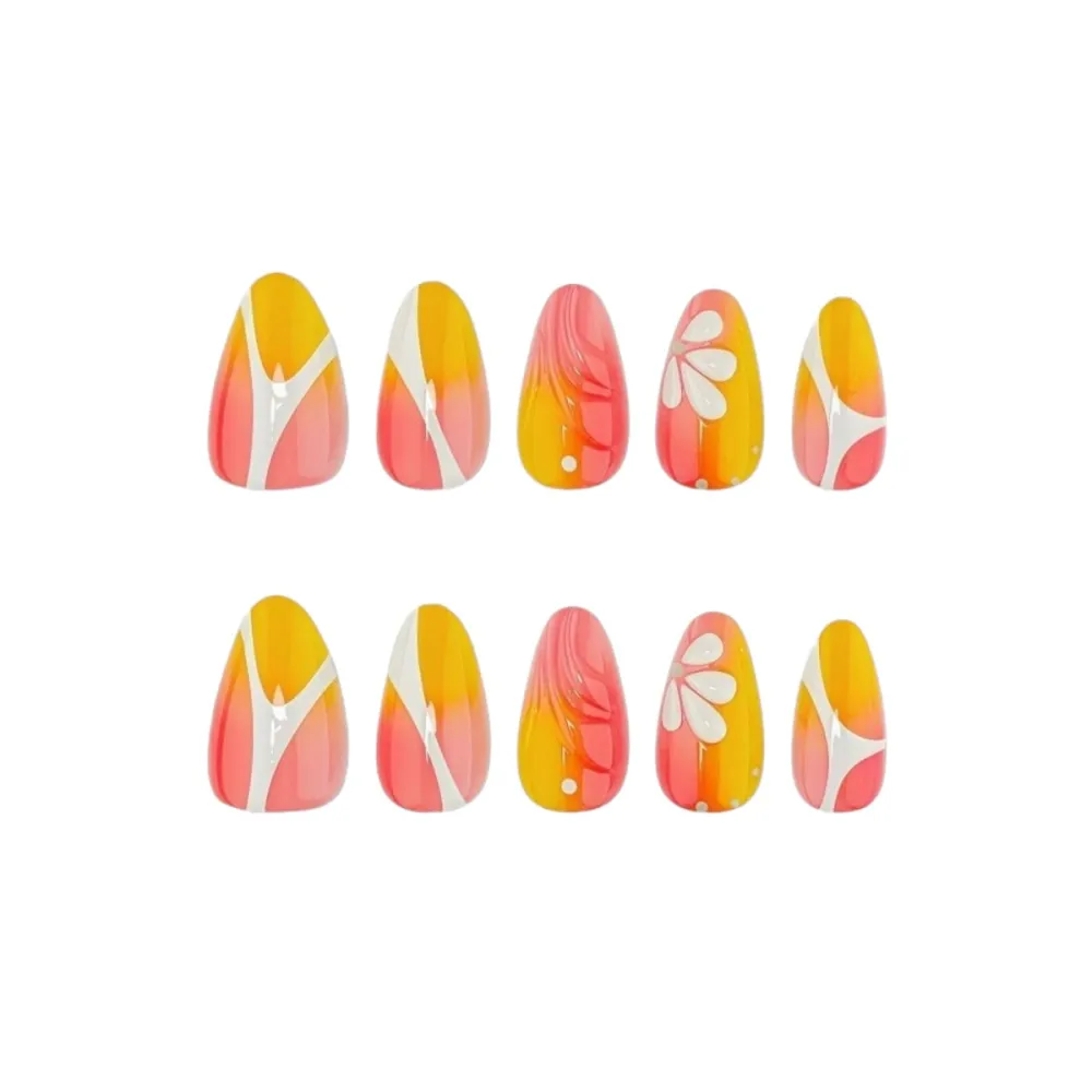 Nailhour 30pcs 3D Short Oval Purple Floral Press On Nails