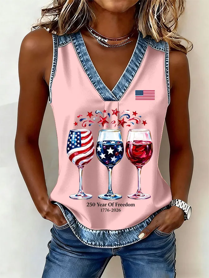 Women'S America Flag Printed Casual Vest