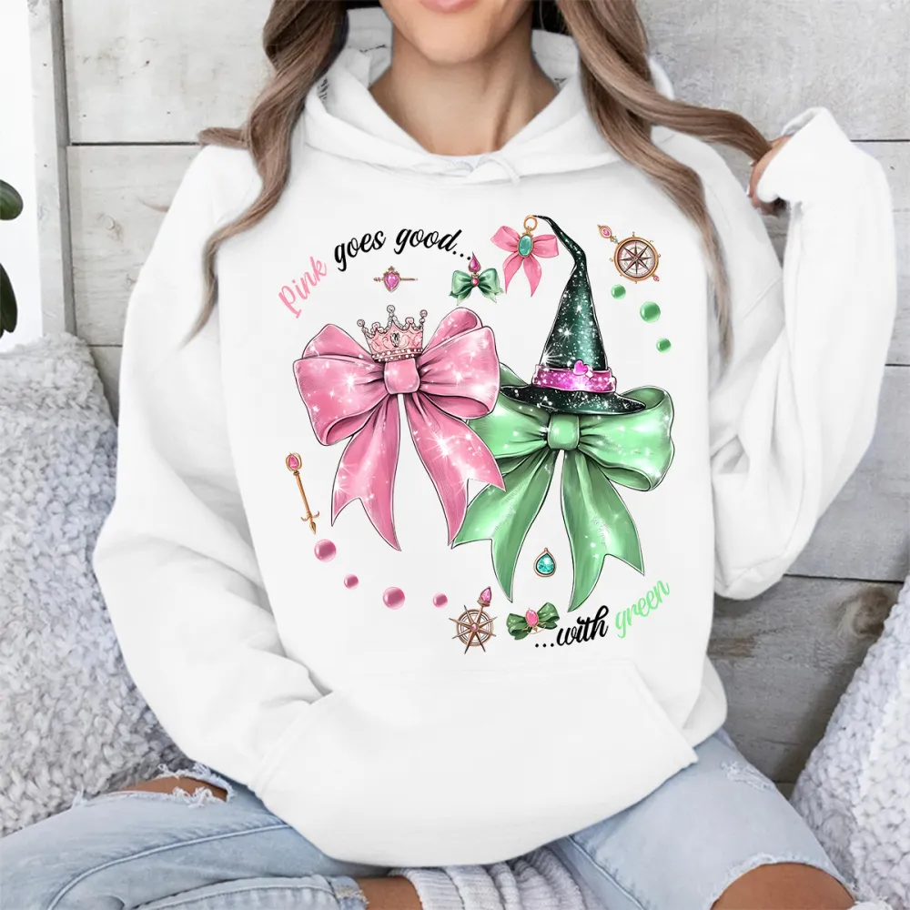 Pink Goes Good With Green Print Long Sleeved Hoodies