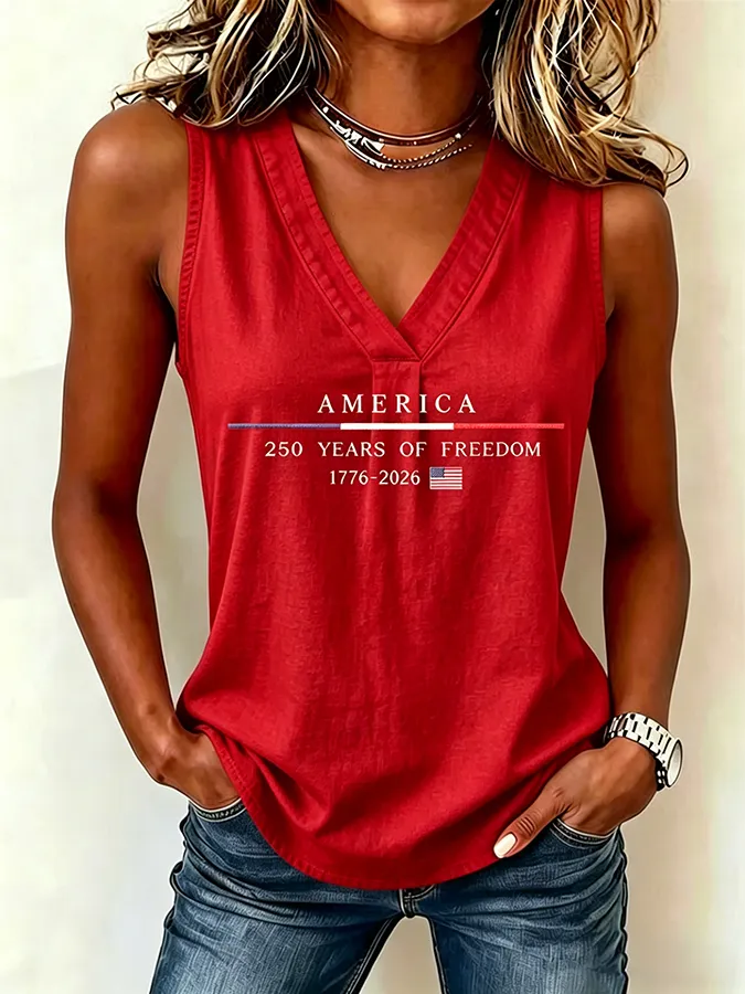 250Th Anniversary Embroidered Printed V-Neck Tank Top In The United States