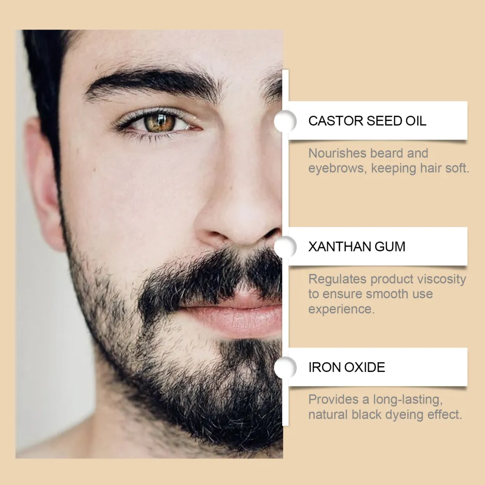 Black men's beard and eyebrow dye