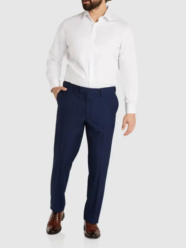 Dark Blue Regular Fit Polyester Trousers