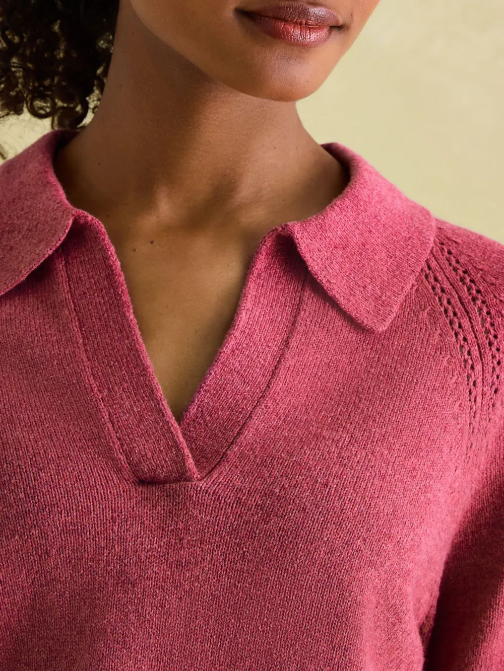 Solid Color V-Neck Striped Jumper