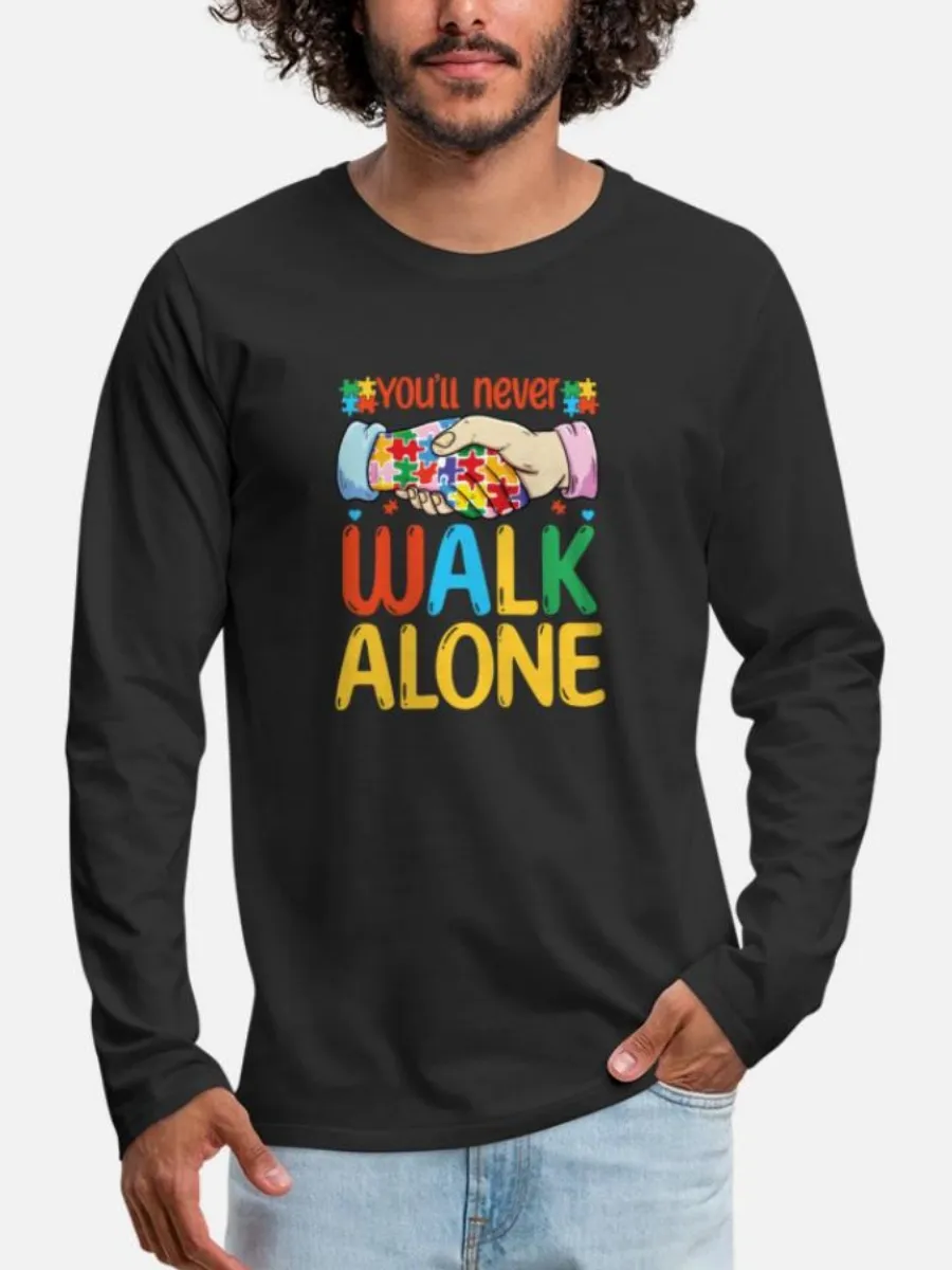 Men's Fun Handshake Print Casual Style Long-Sleeved T-Shirt
