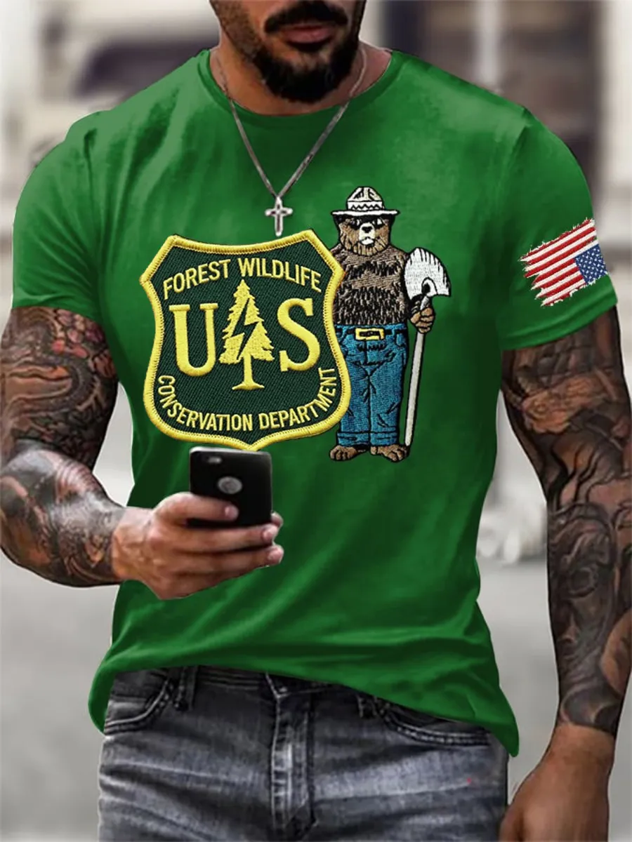Men's Resist Bear Save The Forest Service Print T-Shirt