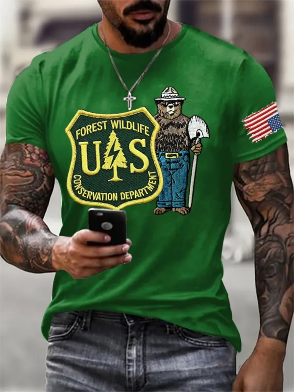 Men's Resist Bear Save The Forest Service Print T-Shirt