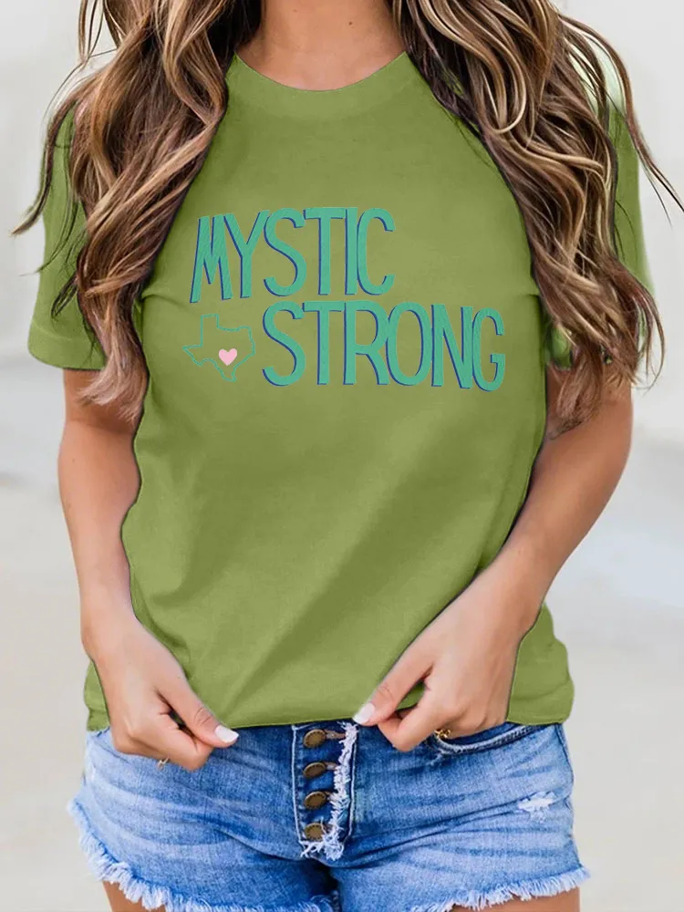 Ladies MYSTIC STRONG Versatile Simple Round Neck Shirt