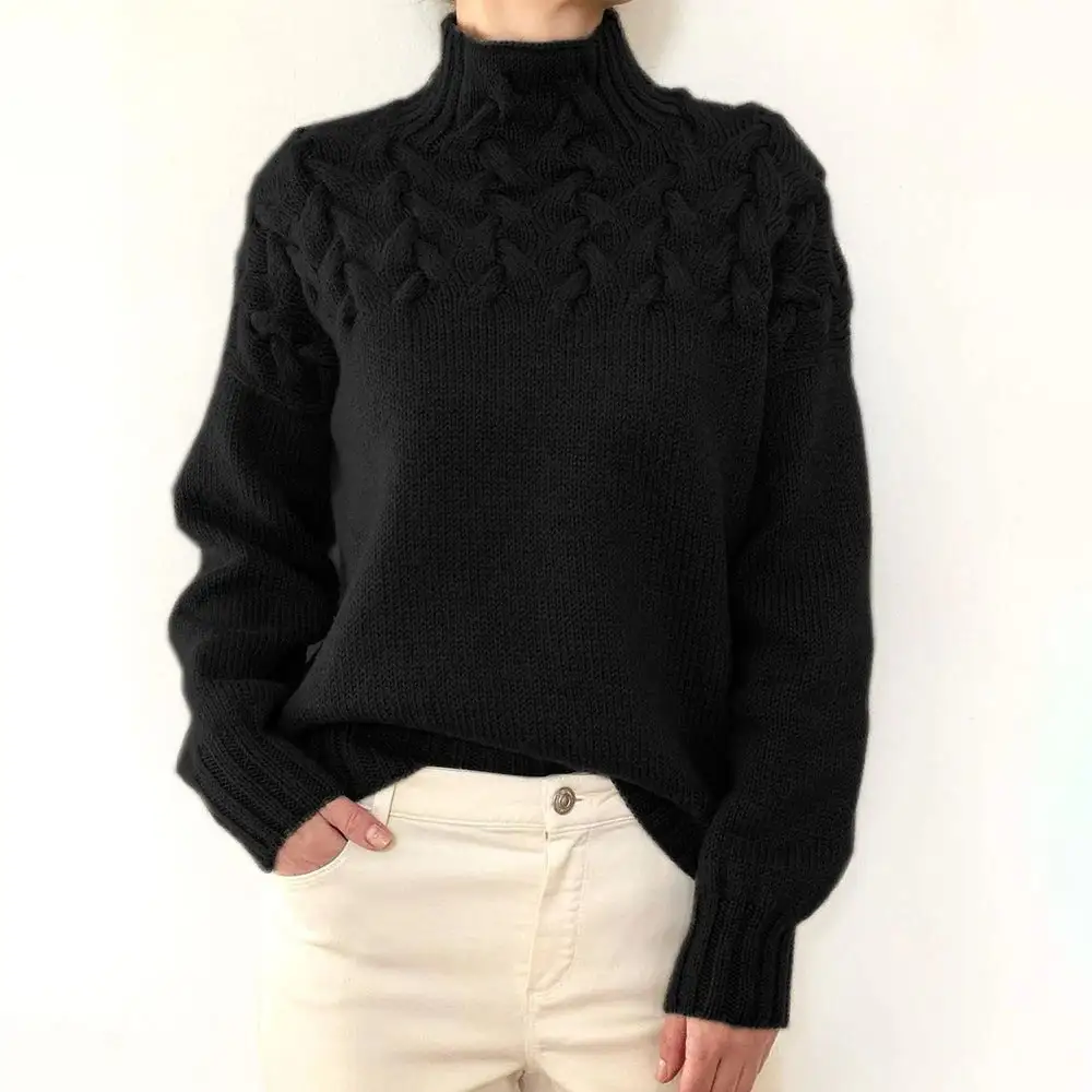 Textured Turtleneck Knit Sweater