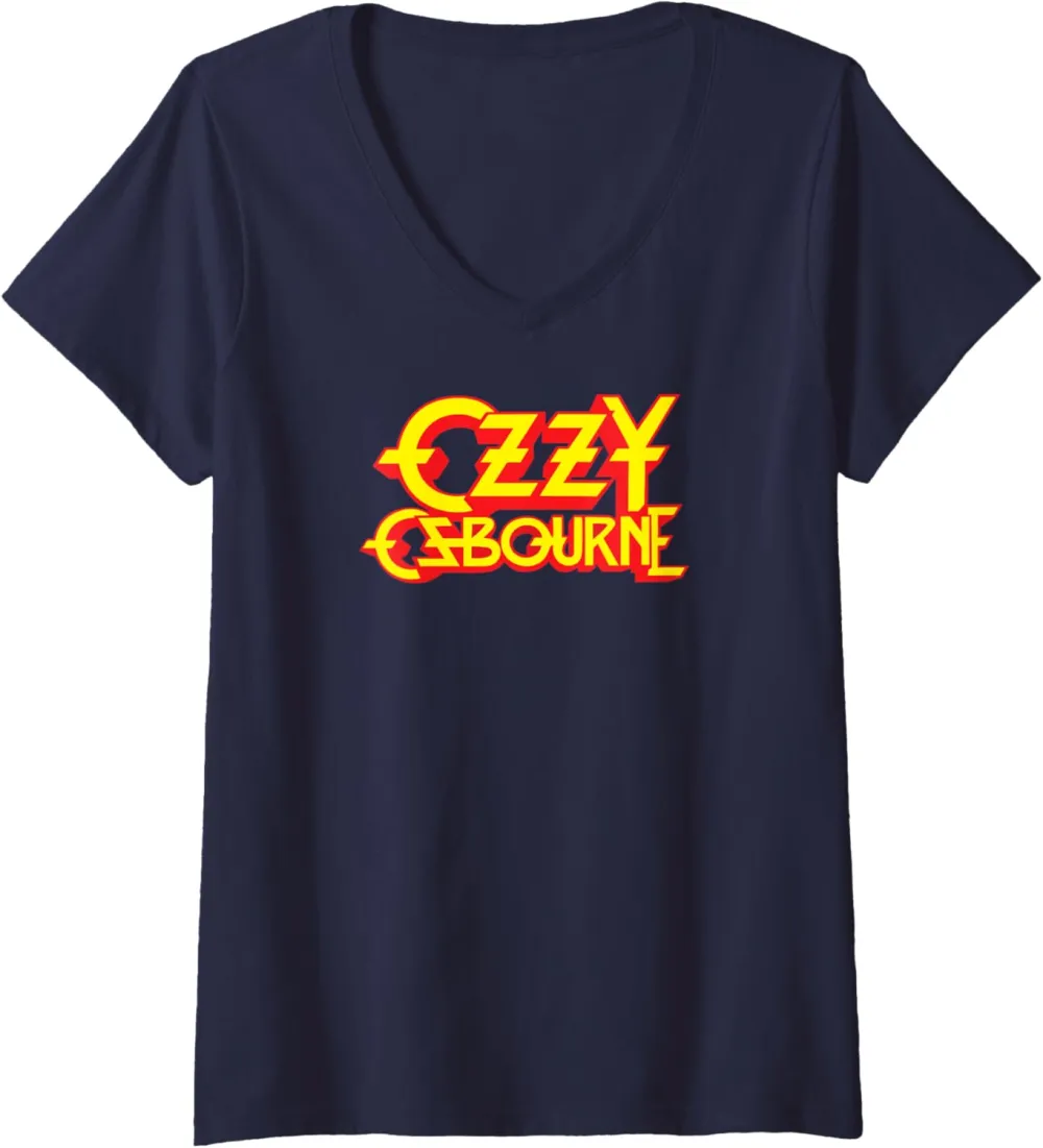 Womens Ozzy Osbourne - Classic Logo V-Neck T-Shirt
