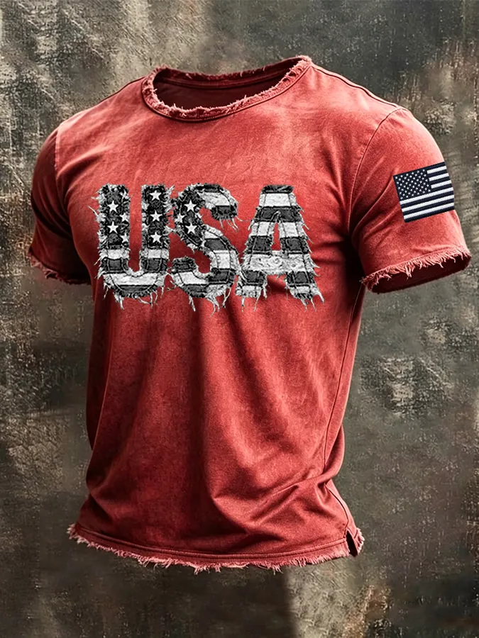Men'S America Flag Printed Casual T-Shirt