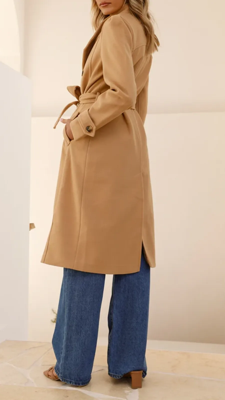 Elongated Button-Down Wool Jacket