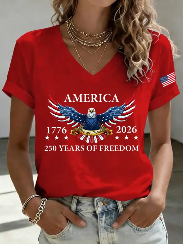 Women'S 250Th Anniversary Independence Day Printed T-Shirt