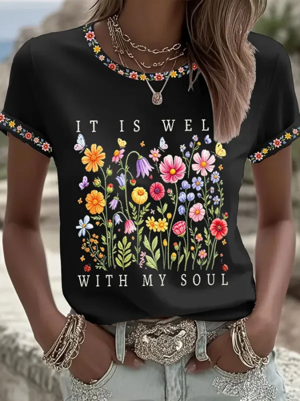 Women's Faith Print Casual T-shirt