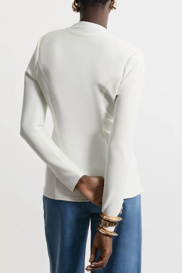 Bandage Knit Side Zip Longline Jacket