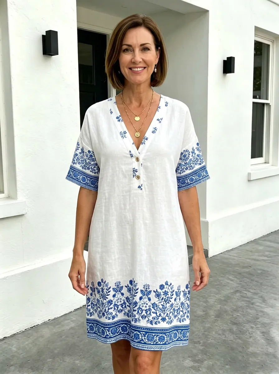 Women's Summer Vacation Blue Floral Pattern Printed Dress