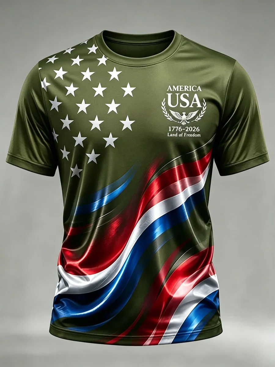 Men'S Retro 250Th Anniversary American Short-Sleeve T-Shirt