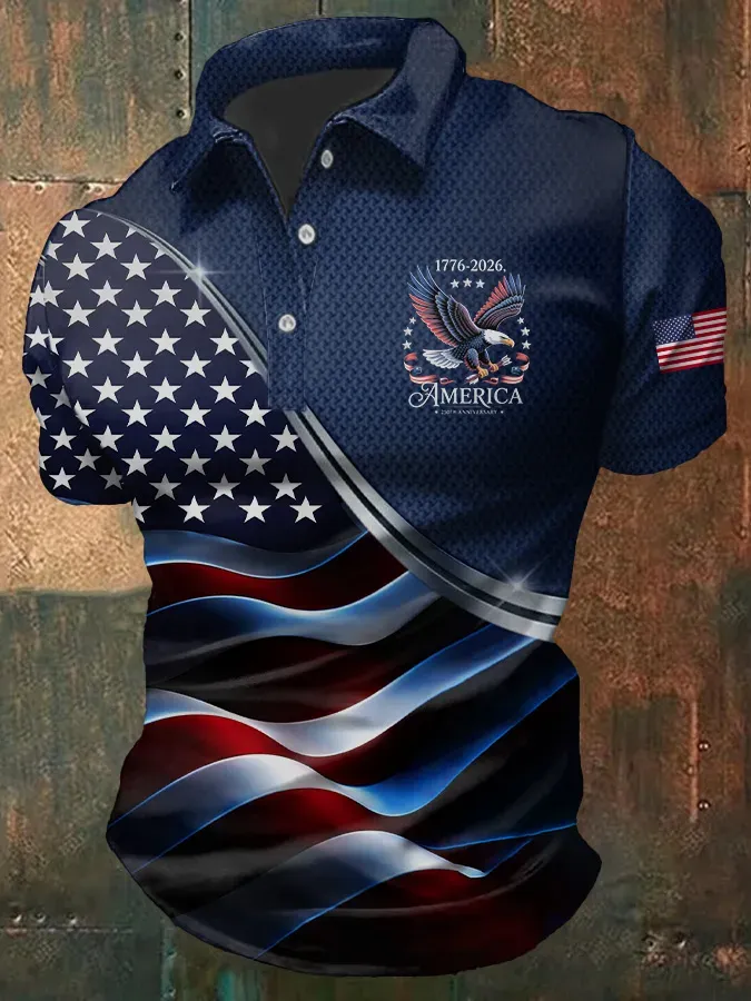 Men's casual waffle Patriot Polo