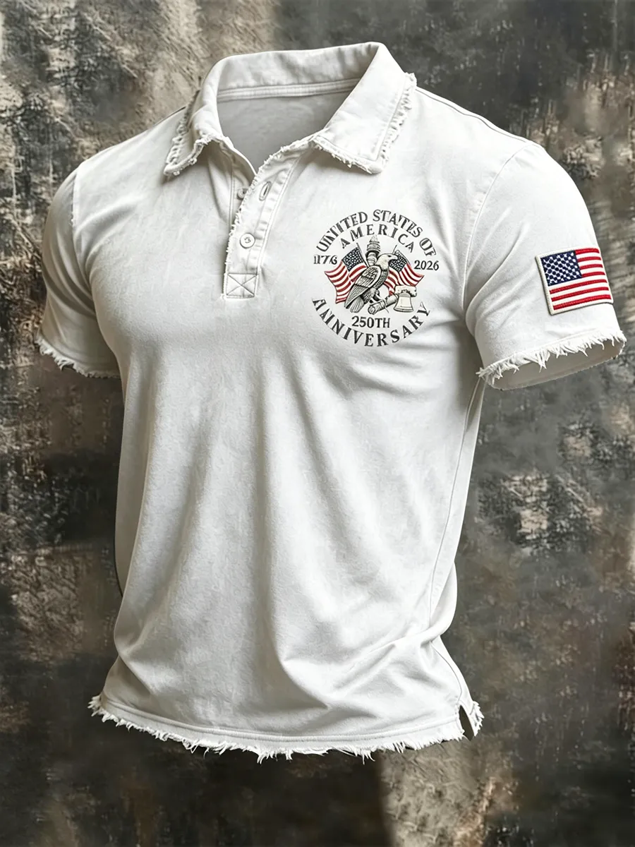Men's Wear USA 250th Anniversary Distressed Polo Shirt