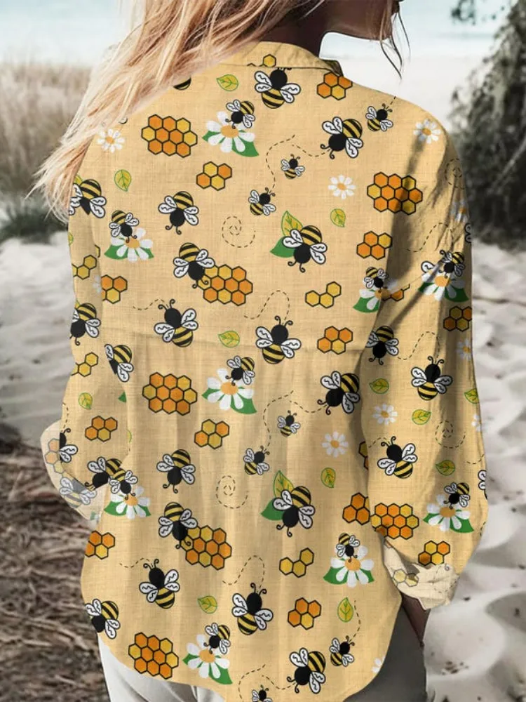 Bee Pattern Long Sleeve Shirt