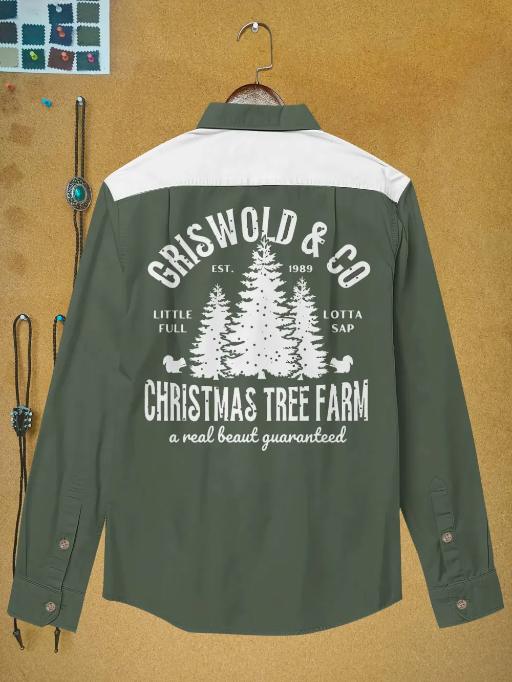 Christmas Family Vacation Tree Printed Hawaiian Shirt For Men Button-Down Shirt Long Sleeve 100% Cotton Shirt